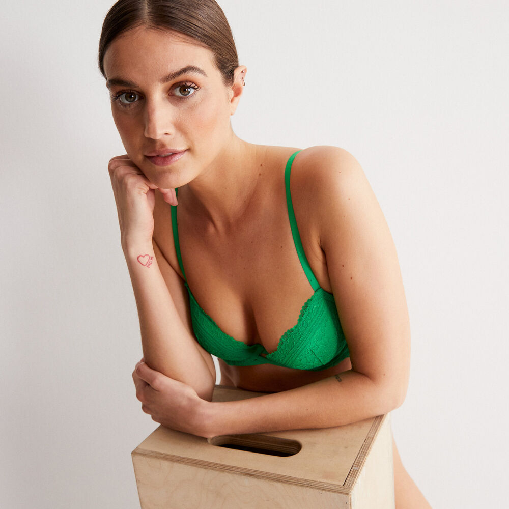 Sujetador push-up de encaje - verde verde.
