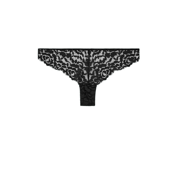 Tanga de encaje luluiz negro.