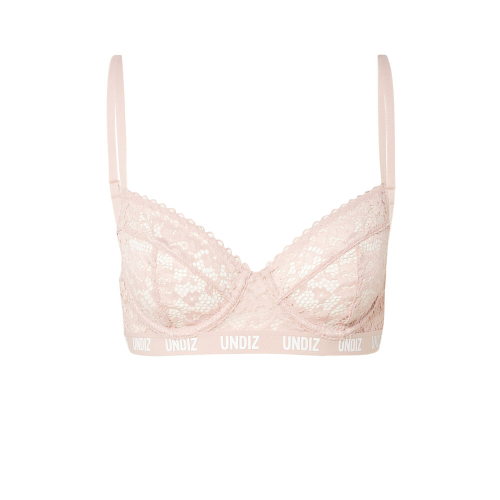 Sujetador corbeille de encaje y rejilla con detalle elástico - rosa nude rosa.