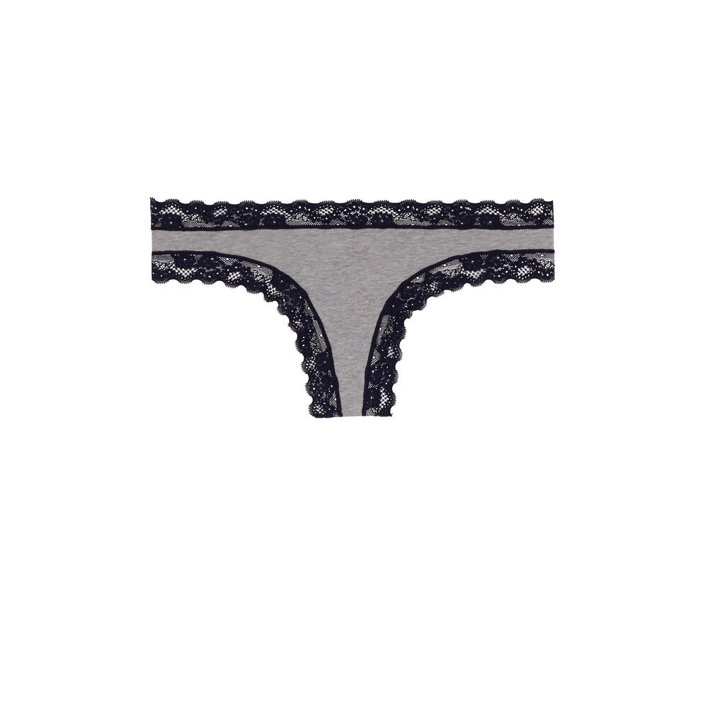 Braguita culotte de algodón con detalle de encaje - gris gris.
