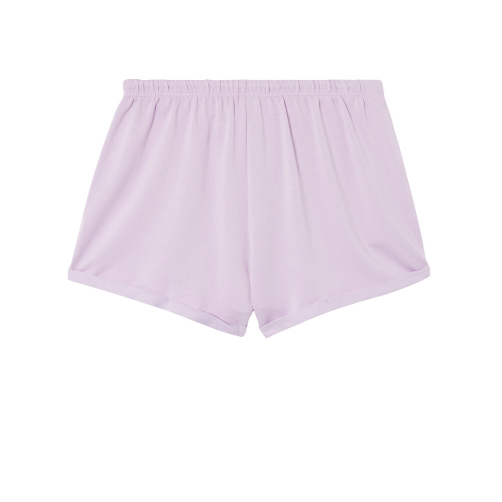 Shorts lisos con detalle de cordón - lila morado.