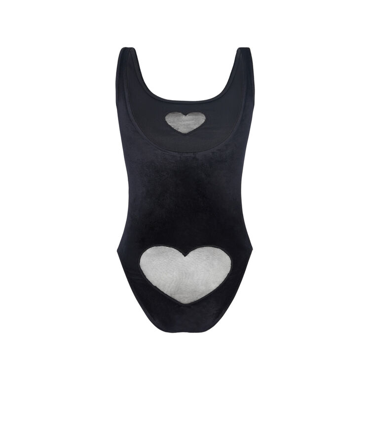 Body de terciopelo con detalle de transparencias coeurmeshiz negro.
