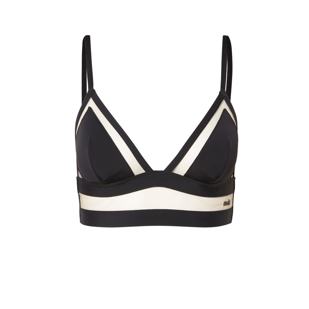 Sujetador triángulo de microfibra y rejilla transparente - negro negro.