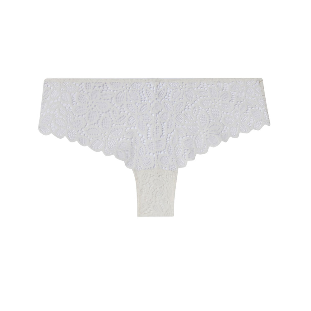Braguita culotte de encaje con flores y detalle de aro - crudo crudo.