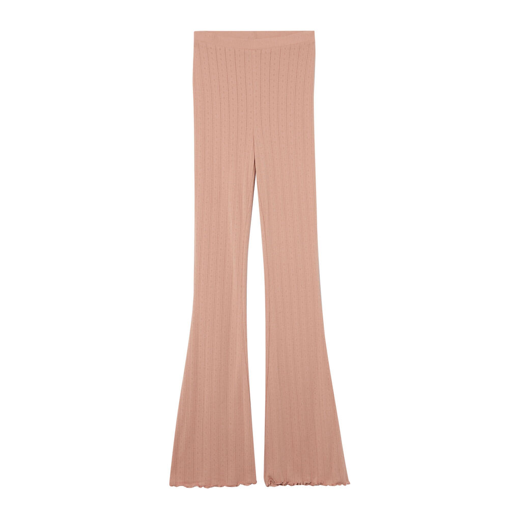 Pantalón acampanado de punto con puntitos - beige nude beige.