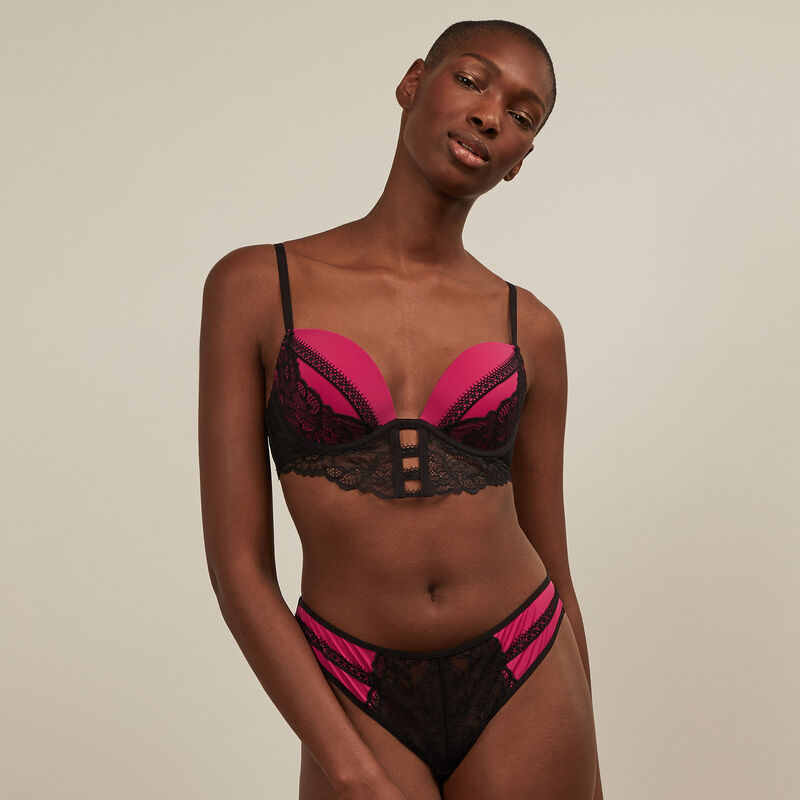 sujetador push-up de dos materiales - rojo sujetador push-up de dos materiales - rojo;