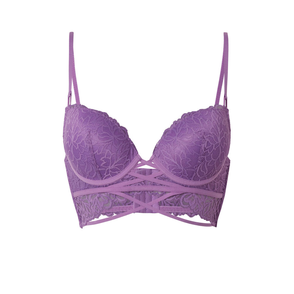 Sujetador push-up con cinta de encaje - morado morado.