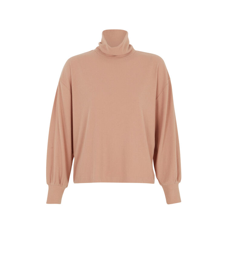 Top cuello vuelto - beis crudo.