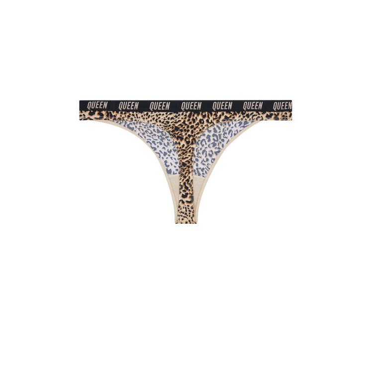 Tanga con microestampado de leopardo widcatiz carne.