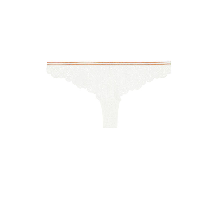 Tanga de encaje con detalle de tira de lurexbandiz blanco.