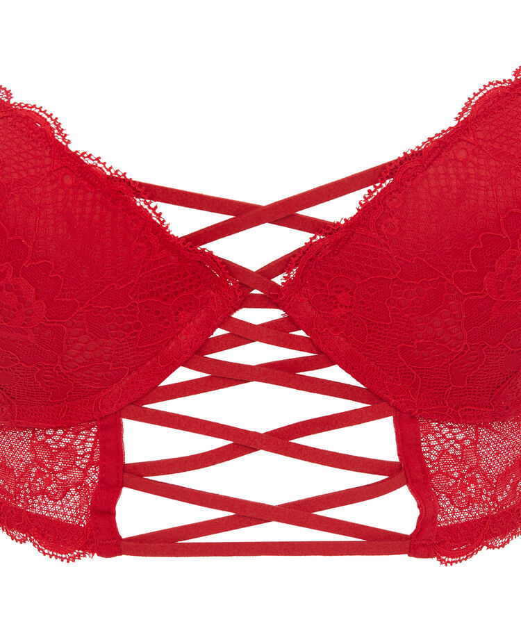 Sujetador corpiño push-up de encaje flirtiz rojo.
