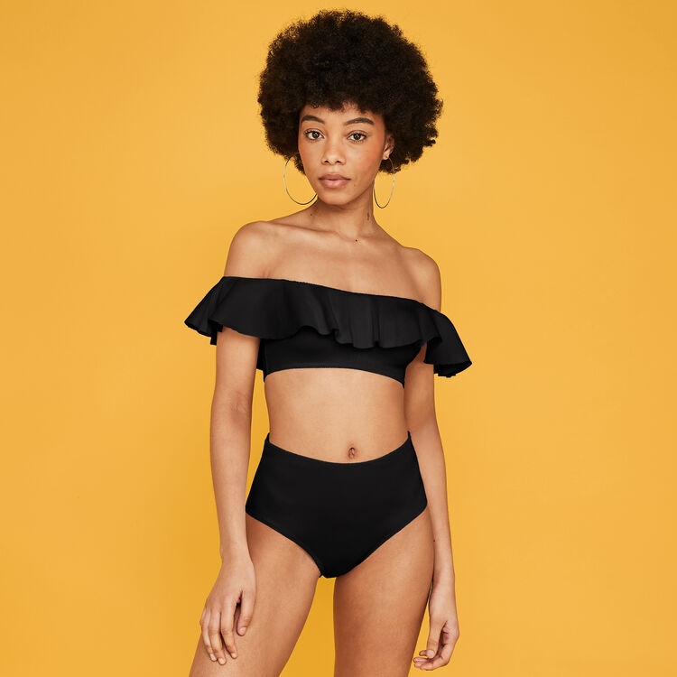 Top de bikni de hombros descubiertos sabliz, negro black.