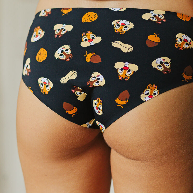 Braguita culotte de microfibra con estampado Chip y Chop - negra Braguita culotte de microfibra con estampado Chip y Chop - negra;