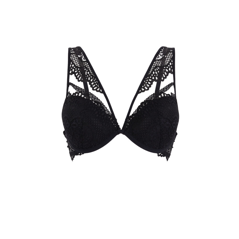 Sujetador push-up de encaje - negro negro.
