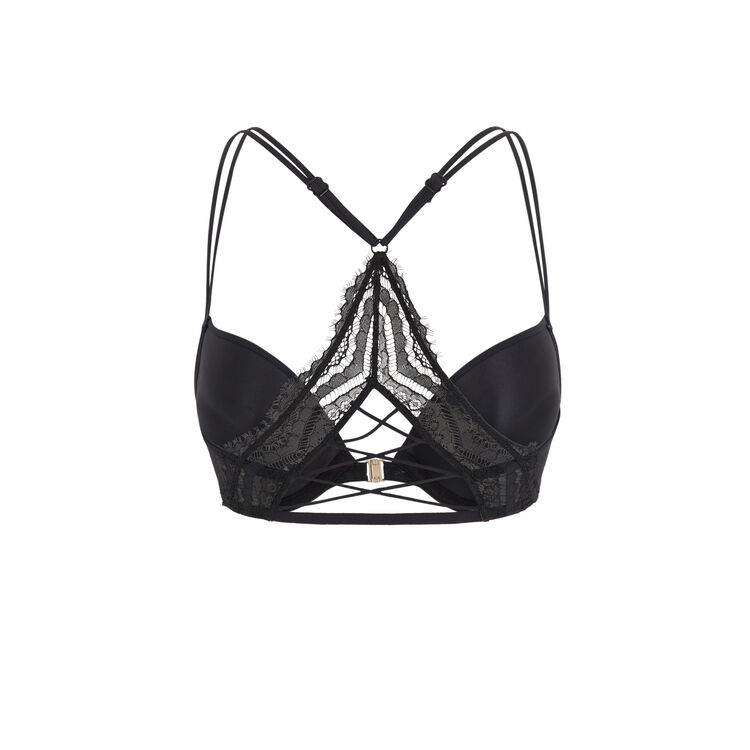 Sujetador push-up micro/encaje en la espalda pushwaviz negro.