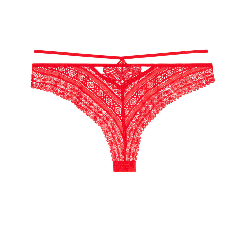Braguita brasileña de encaje con detalle de cintas - rojo rojo.