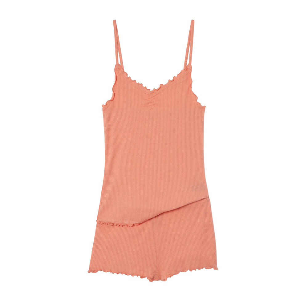 Conjunto de pijama de camiseta sin mangas y shorts - coral coral.
