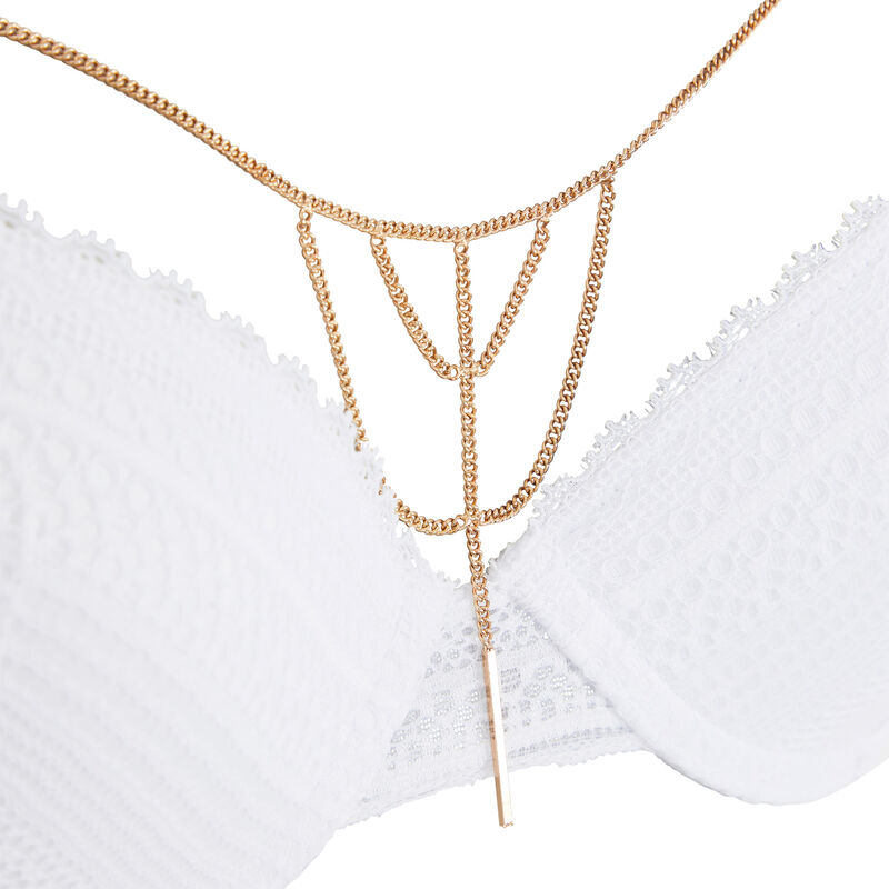 Sujetador push en encaje con detalles de joyas paviniz blanc.
