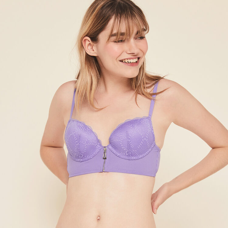 Sujetador corpiño push-up micro/encaje microribiz lavanda.