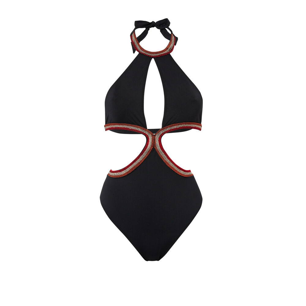 Bañador de 1 pieza con aberturas - negro negro.