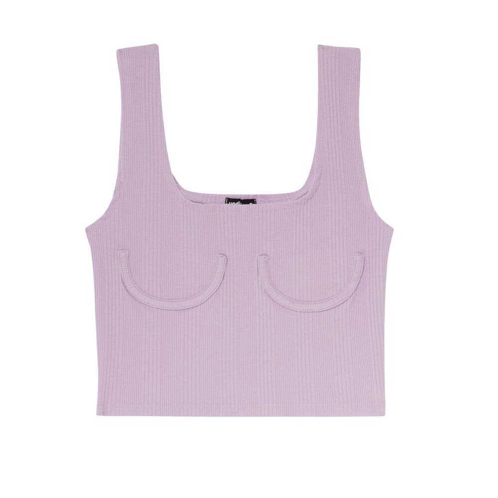 Camiseta de tirantes acanalada con aros - morado morado.