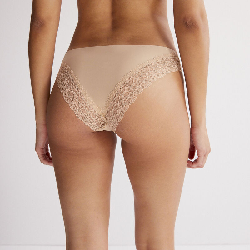 braguita de microfibra y encaje - beige braguita de microfibra y encaje - beige;