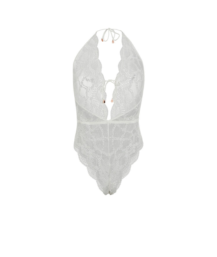 Body con braguita brasileña de encaje sin aros - blanco blanco.