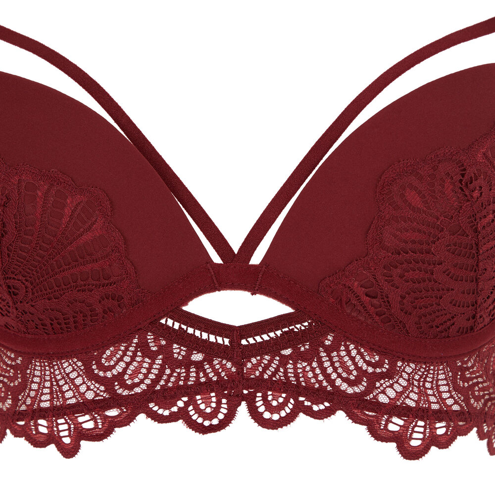 Sujetador push-up cintas cruzadas - burdeos burdeos.
