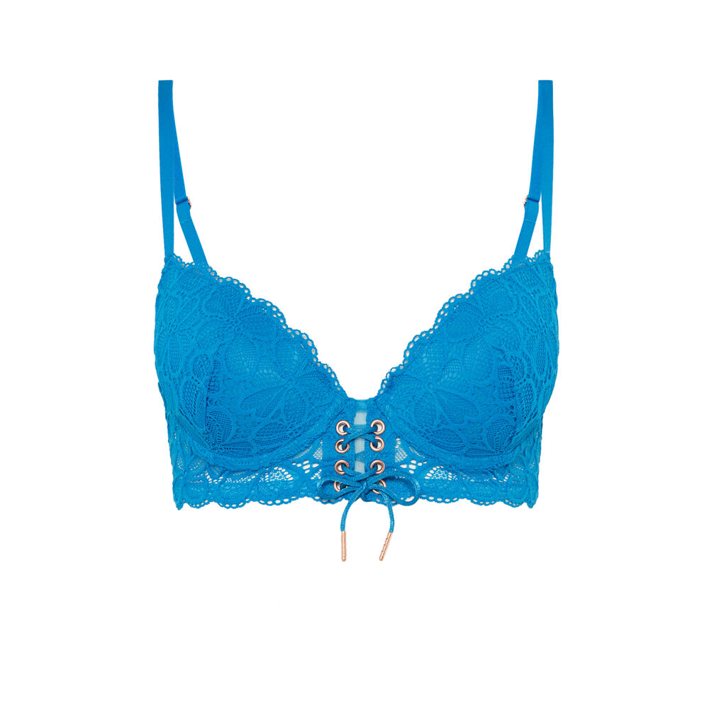 Sostén preformado con detalle de corsé - azul azul.