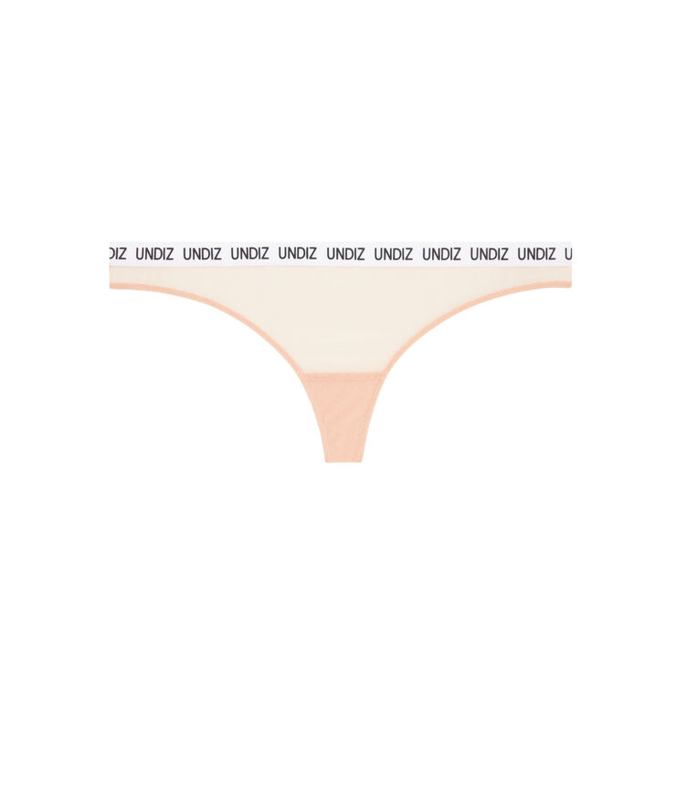 Tanga de encaje secretiz rosa pastel.