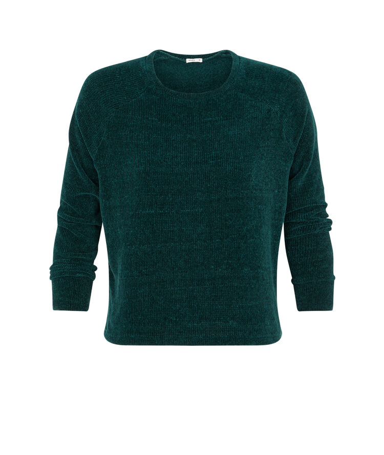 Top de manga larga chenilliz verde.