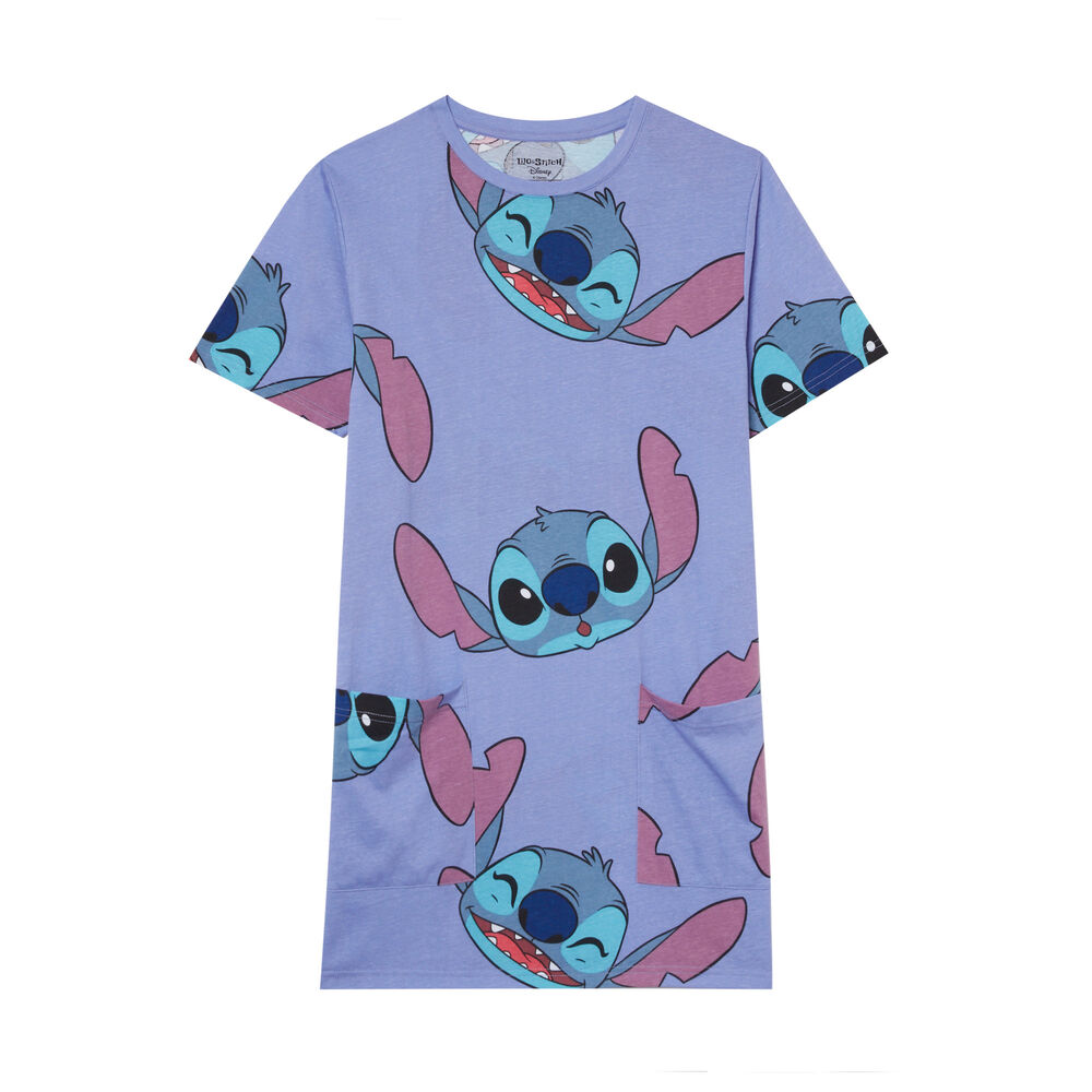 Camiseta larga con motivos de stitch - azul azul.
