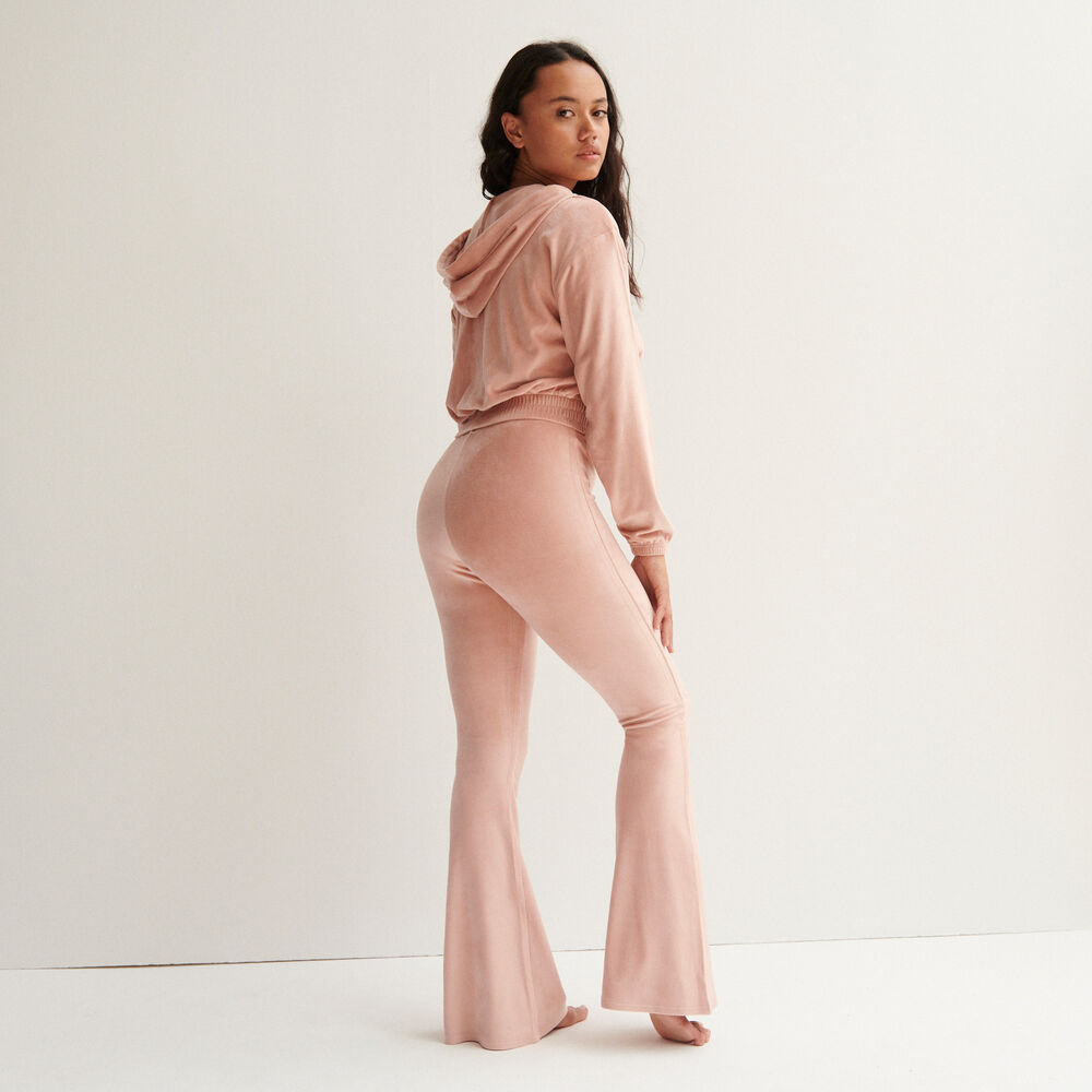 Chaqueta crop de terciopelo con talle elástico - rosa nude rosa.