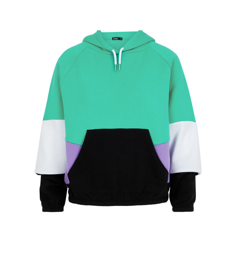 Sudadera de felpa con capucha offliniz verde esmeralda.