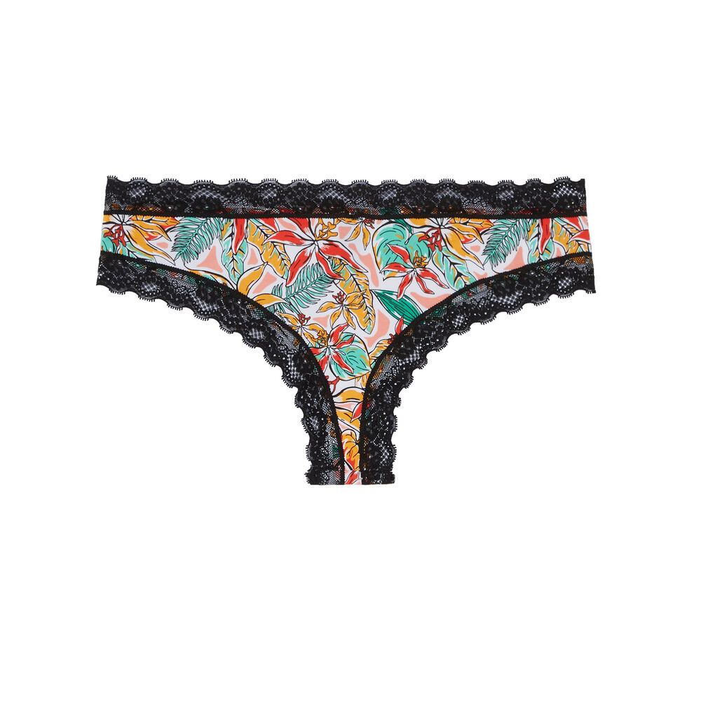 Braguita culotte de algodón con estampado de palmeras - rosa rosa.
