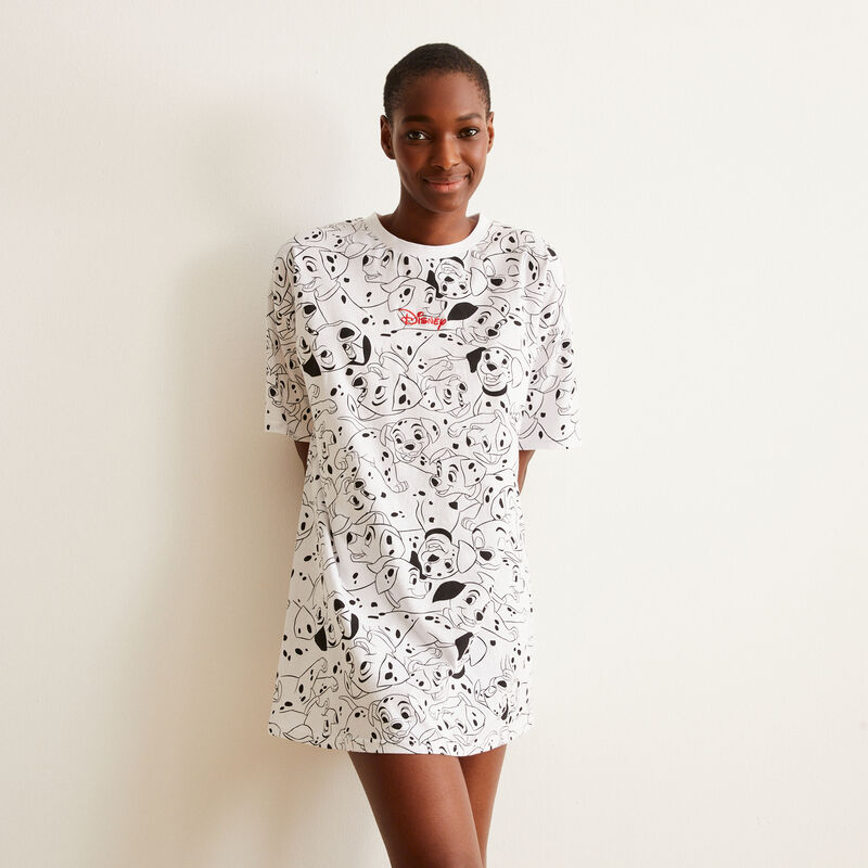 Camiseta larga con motivos de 101 dálmatas - blanca Camiseta larga con motivos de 101 dálmatas - blanca ;