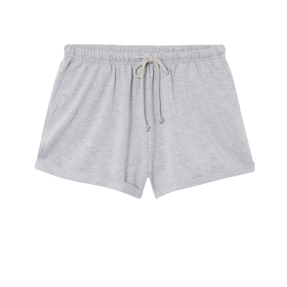 Shorts lisos con detalle de cordón - gris gris.