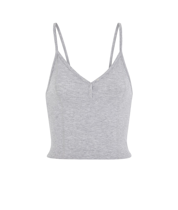 Crop top con automáticos petitdebiz gris claro.