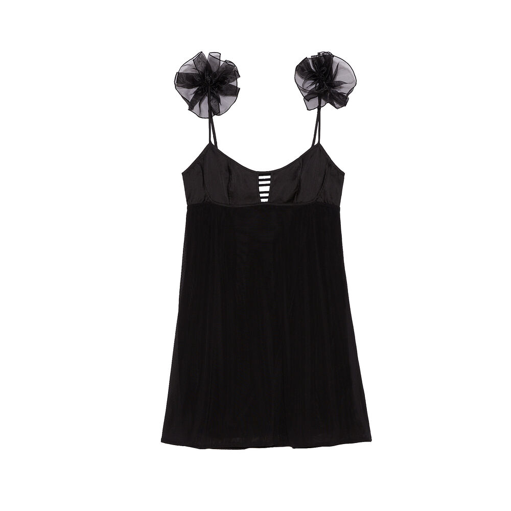 Picardías de red y lazos - negro negro.