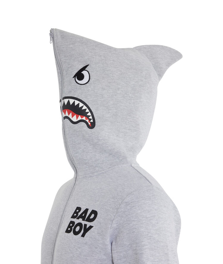 Mono con cremallera y estampado de tiburones combiz gris.