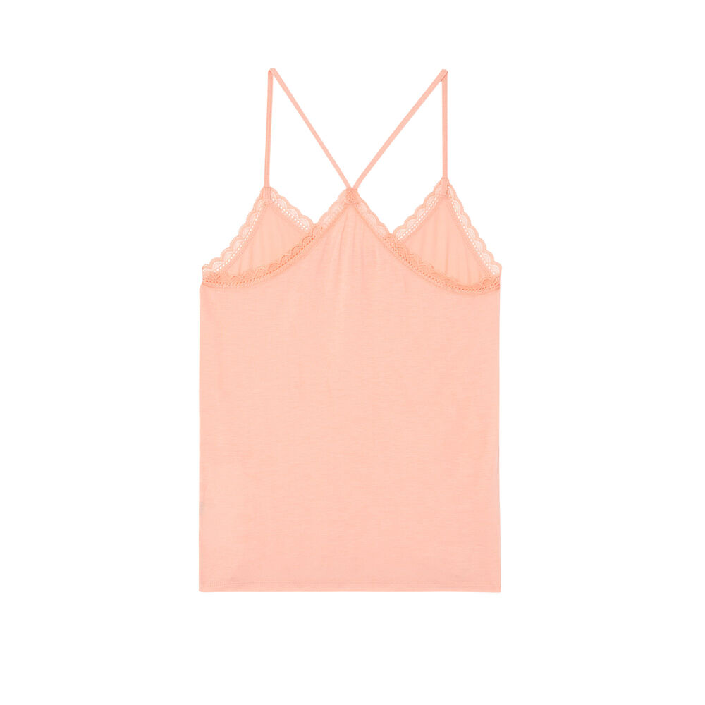 Top de punto con tirantes finos - rosa rosa.