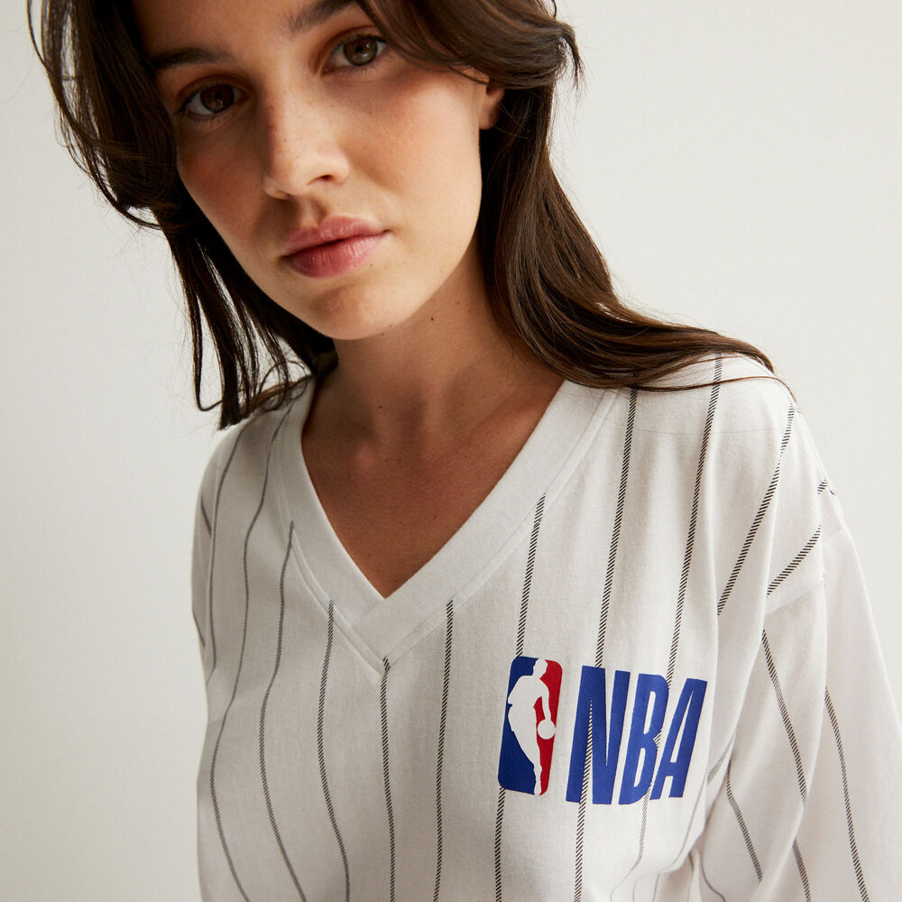 Camiseta larga de cuello de pico equipo nba - blanc blanco.