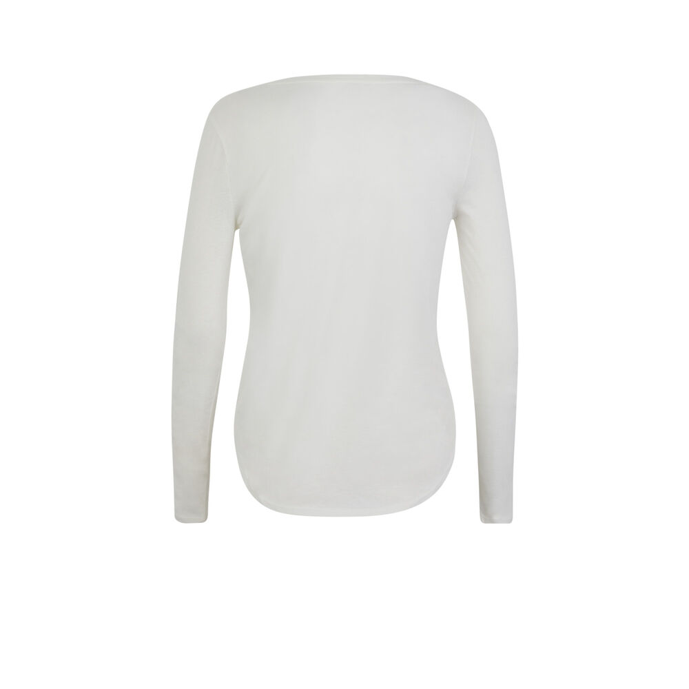 Top liso de manga larga - blanco blanco.