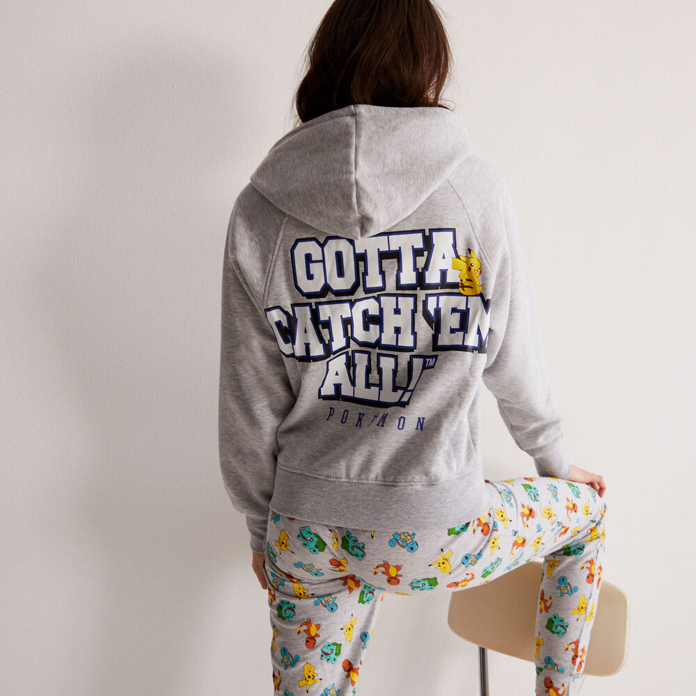 Sudadera con capucha de pokemon - gris grey.