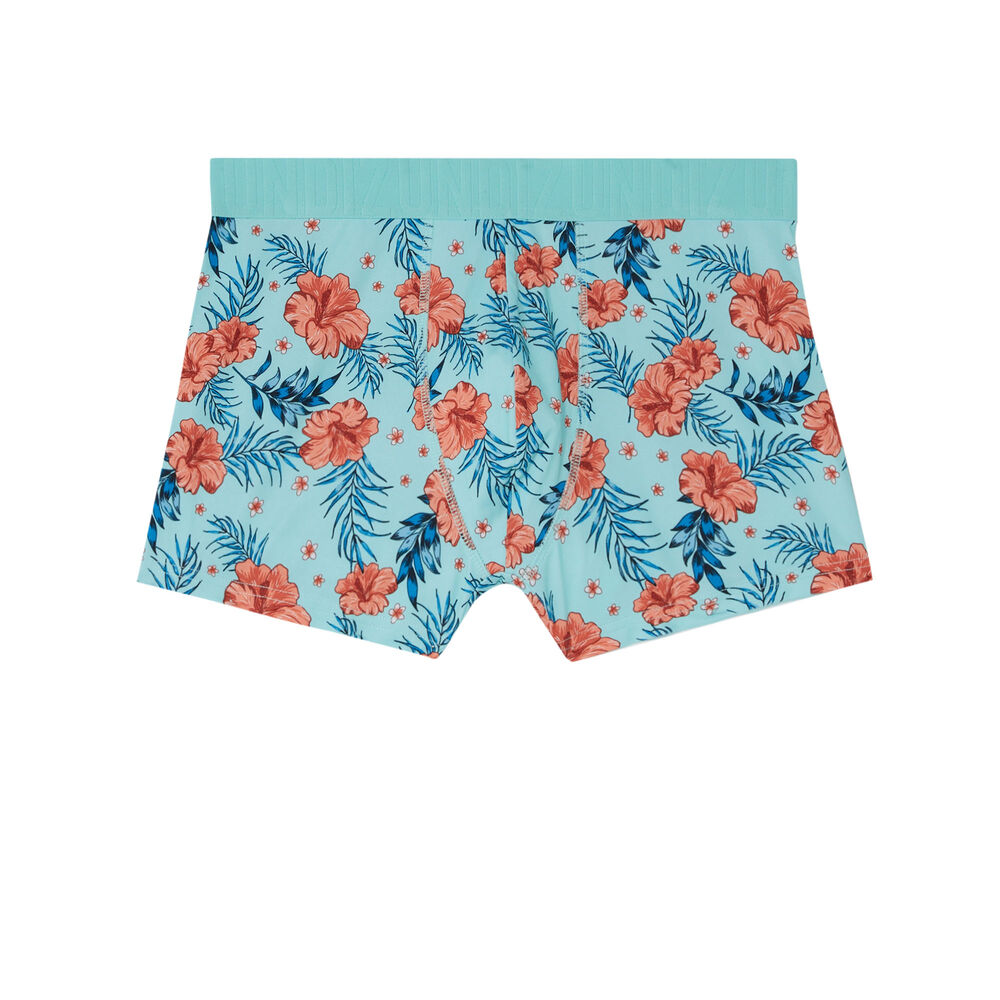 Bóxer con estampado tropical - turquesa azul.