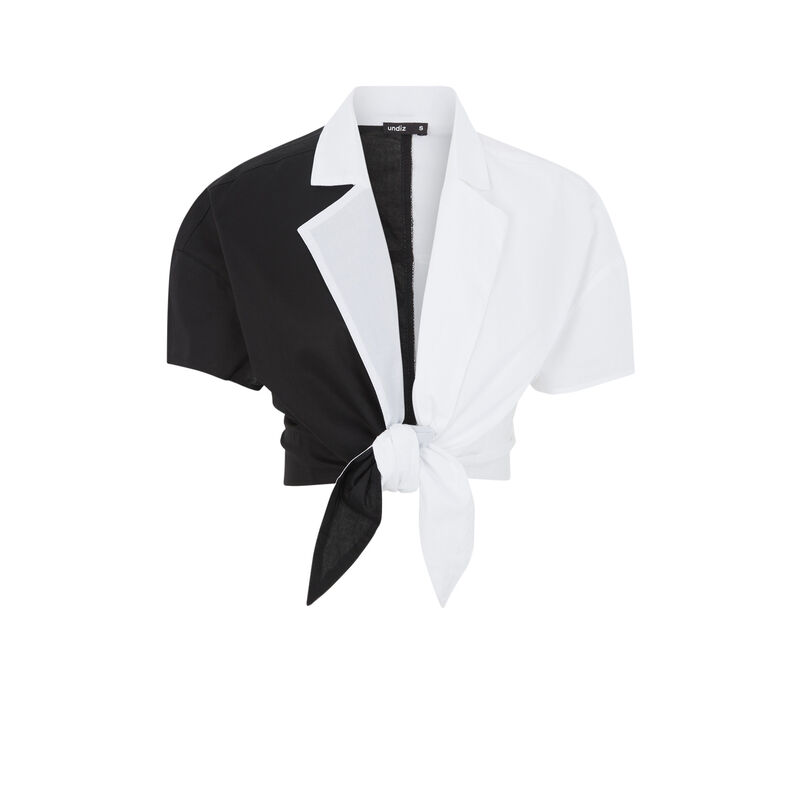 Top de camisa bicolor - negro Top de camisa bicolor - negro;