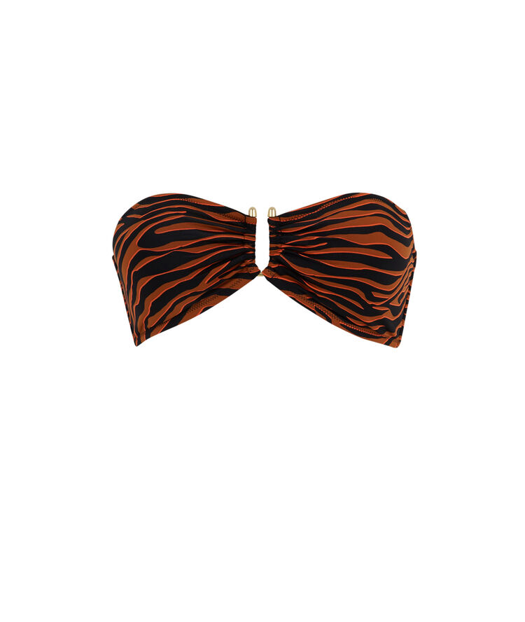 Parte de arriba de bikini bandeau marrón afrozebriz marron.