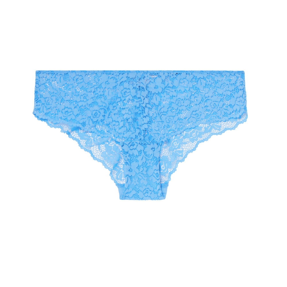 Braguita culotte de encaje de flores - azul azul.