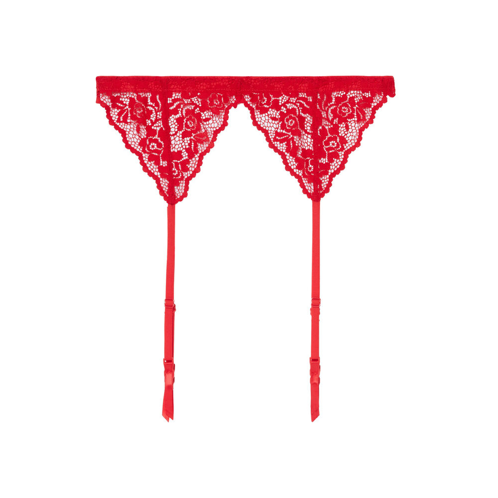 Liguero de encaje de flores - rojo oscuro rojo.