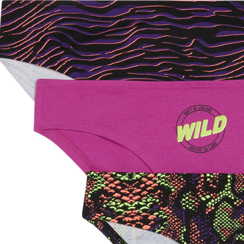 Juego de 3 braguitas con estampado de serpiente negro Juego de 3 braguitas con estampado de serpiente negro ;